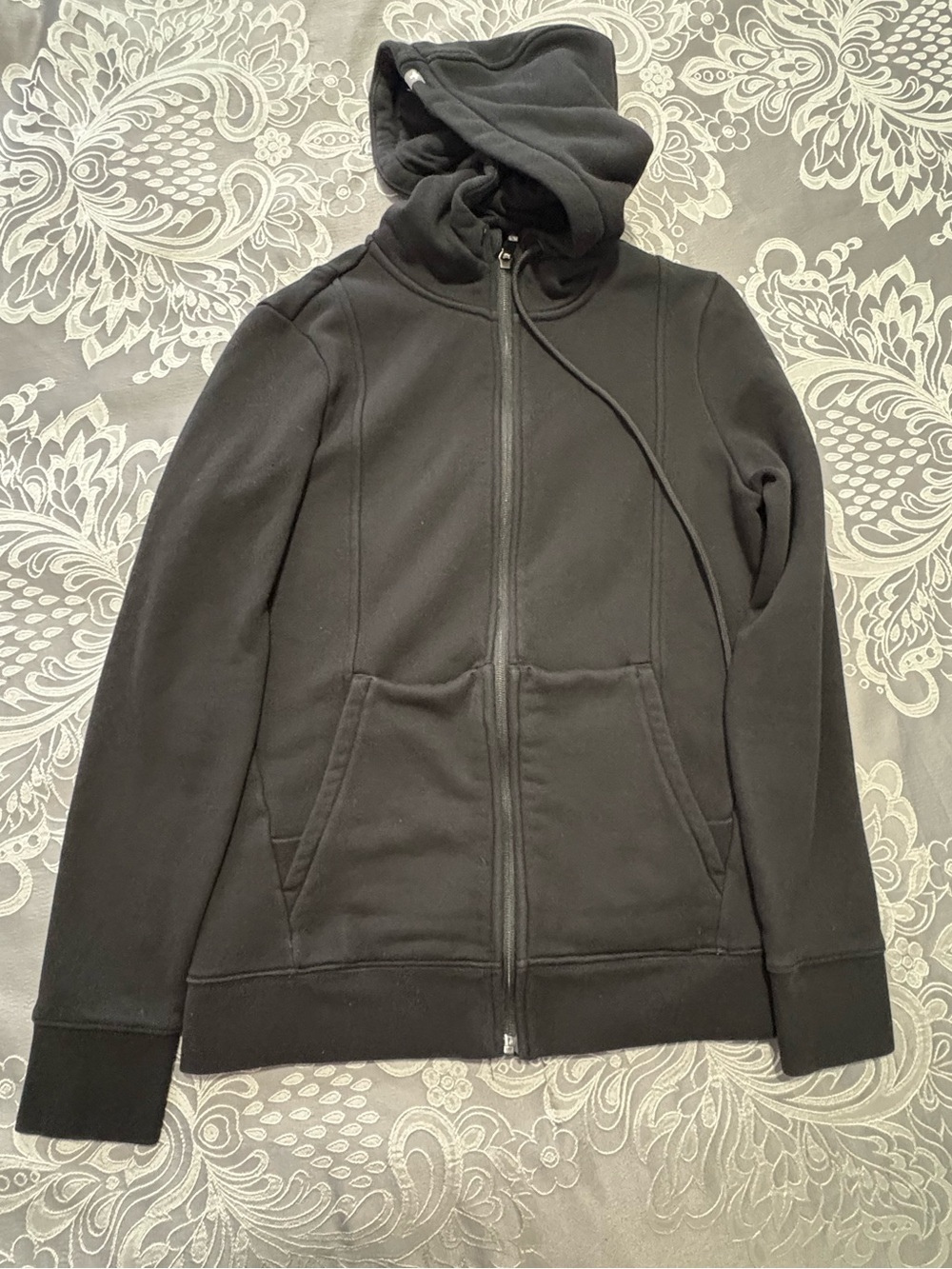 FIGS Hoodie Womens Xsmall Black Full Zip Fleece Pockets Drawstring Medical